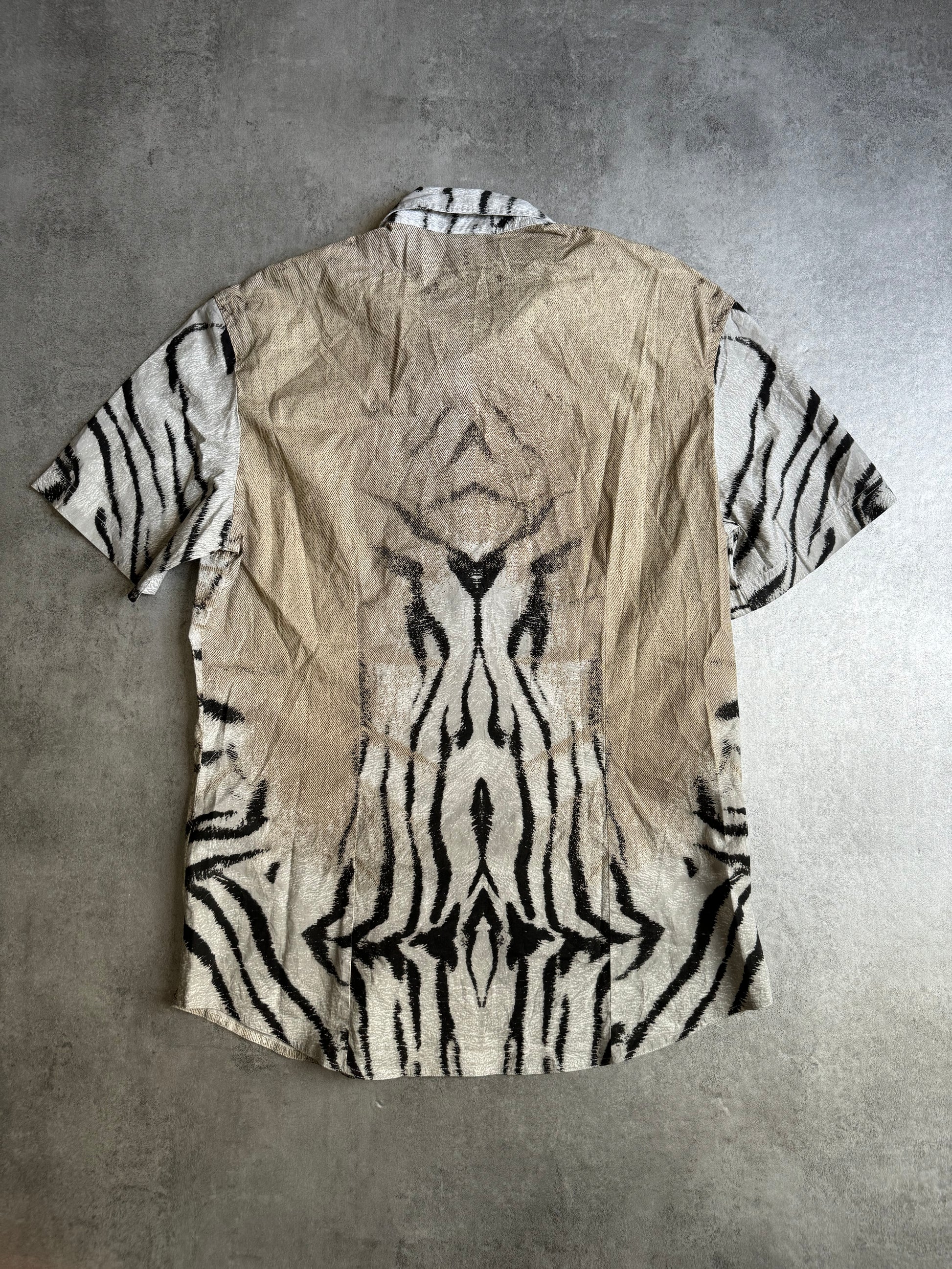 SS2002 Cavalli Zebra Camel Faded Short Sleeves Shirt (M) - 2