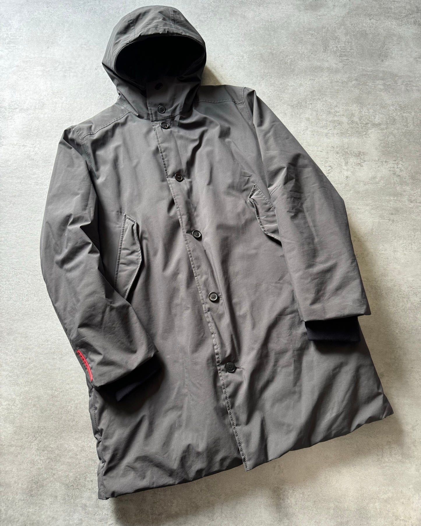 2000s Prada Linea Rossa Long Grey Jacket  (L) - 1