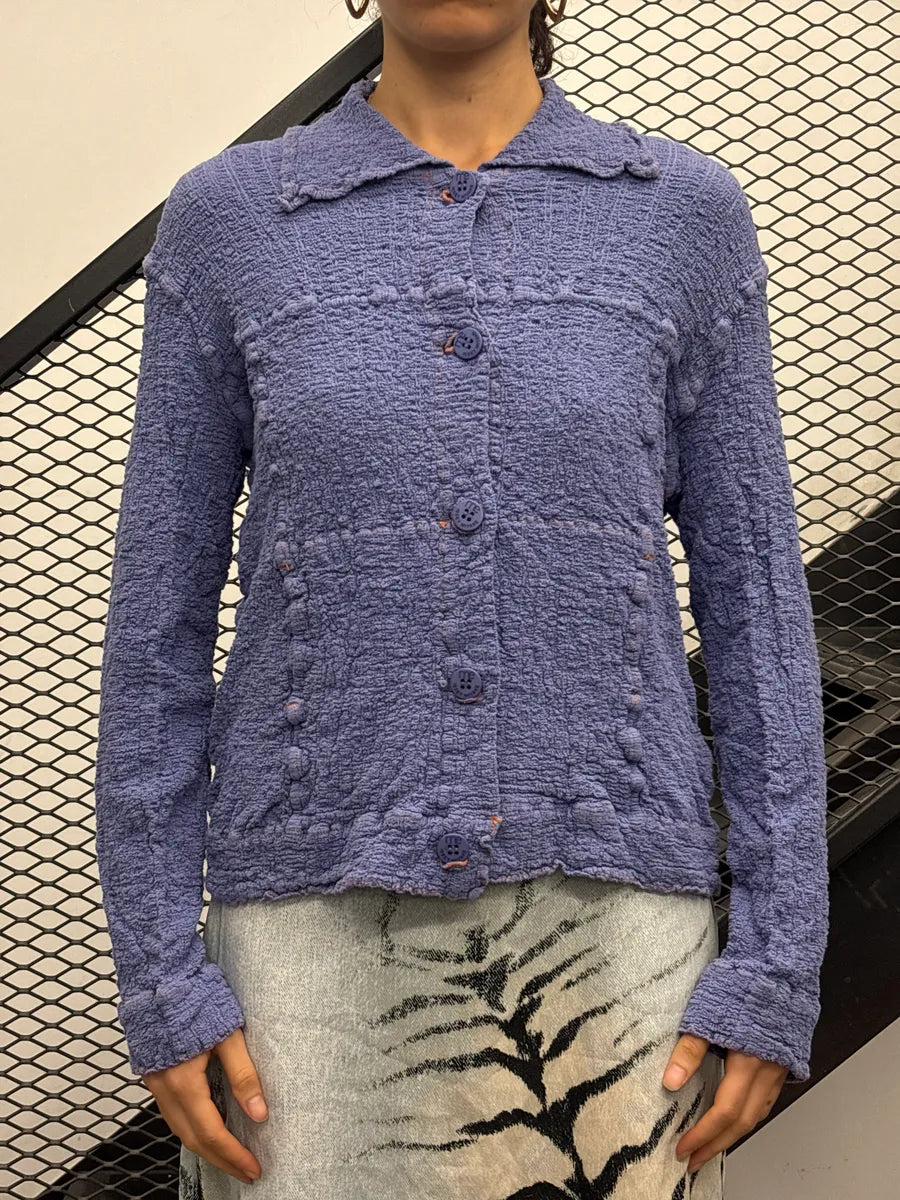 Issey Miyake Crinkled Grid Purple Lilas Jacket NqesMuDv 1