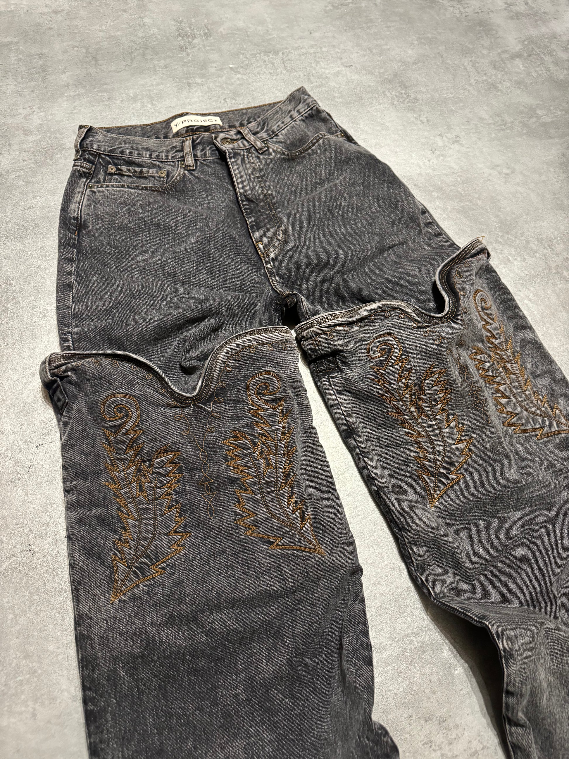 SS2024 Y/Project Maxi Cavalier Denim Grey Astro Pants (XS/S) - 7