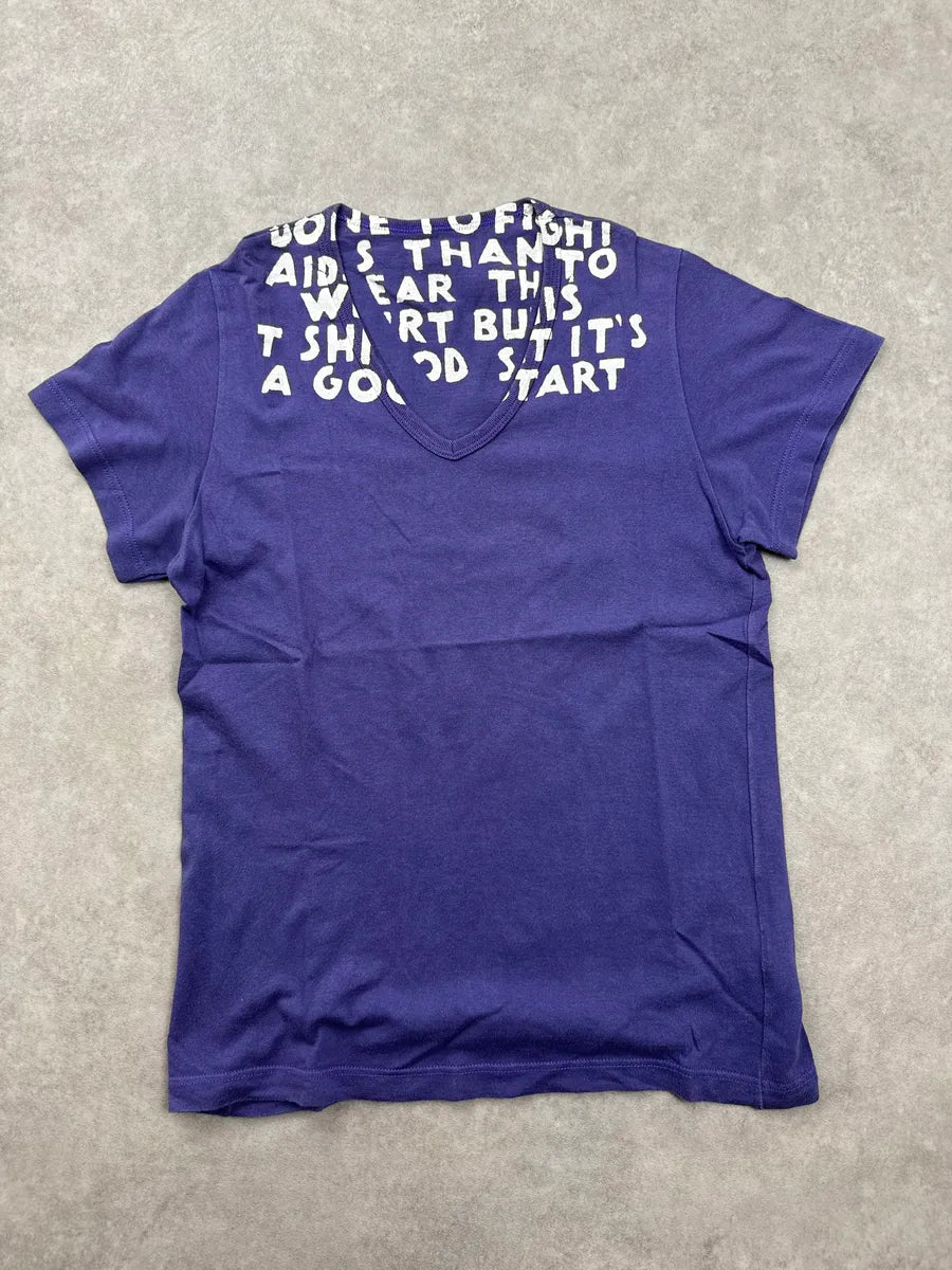 AW2005 Maison Martin Margiela Purple Poem Typo V-Neck T-Shirt NtIyFYDS 0
