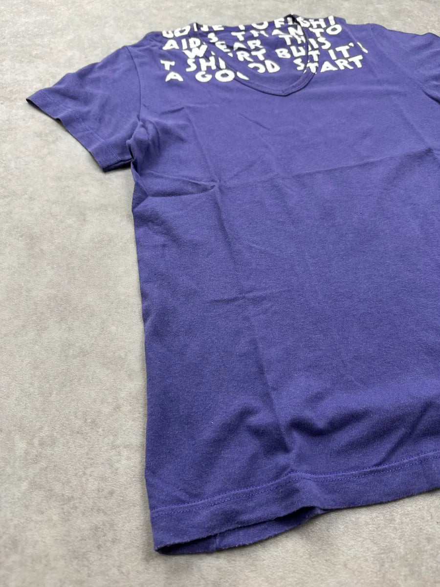 AW2005 Maison Martin Margiela Purple Poem Typo V-Neck T-Shirt NtIyFYDS 3