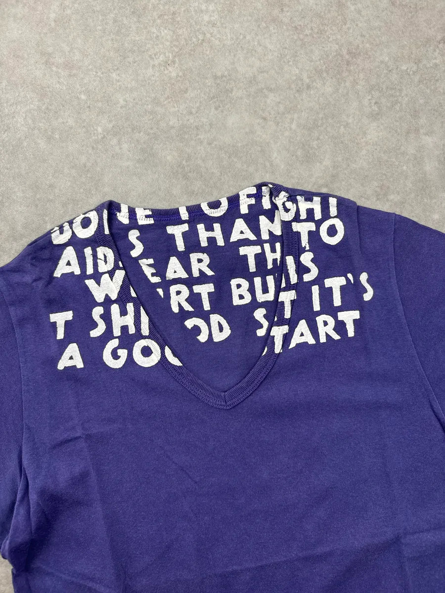 AW2005 Maison Martin Margiela Purple Poem Typo V-Neck T-Shirt NtIyFYDS 6