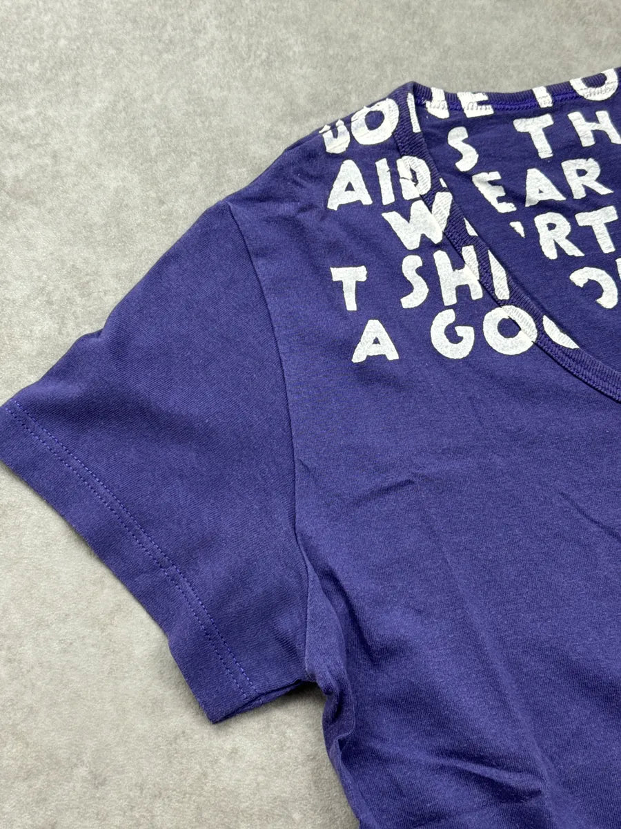 AW2005 Maison Martin Margiela Purple Poem Typo V-Neck T-Shirt NtIyFYDS 7