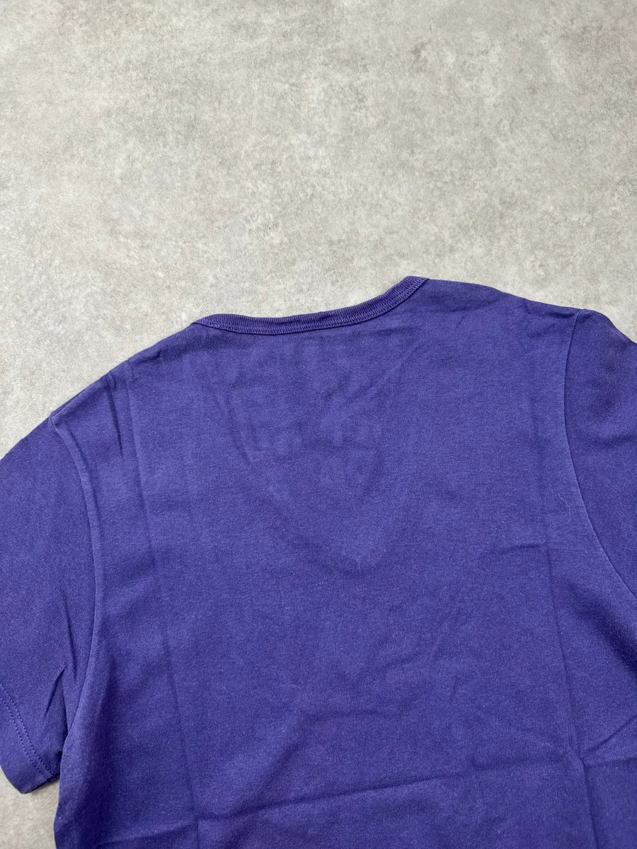 AW2005 Maison Martin Margiela Purple Poem Typo V-Neck T-Shirt NtIyFYDS 9