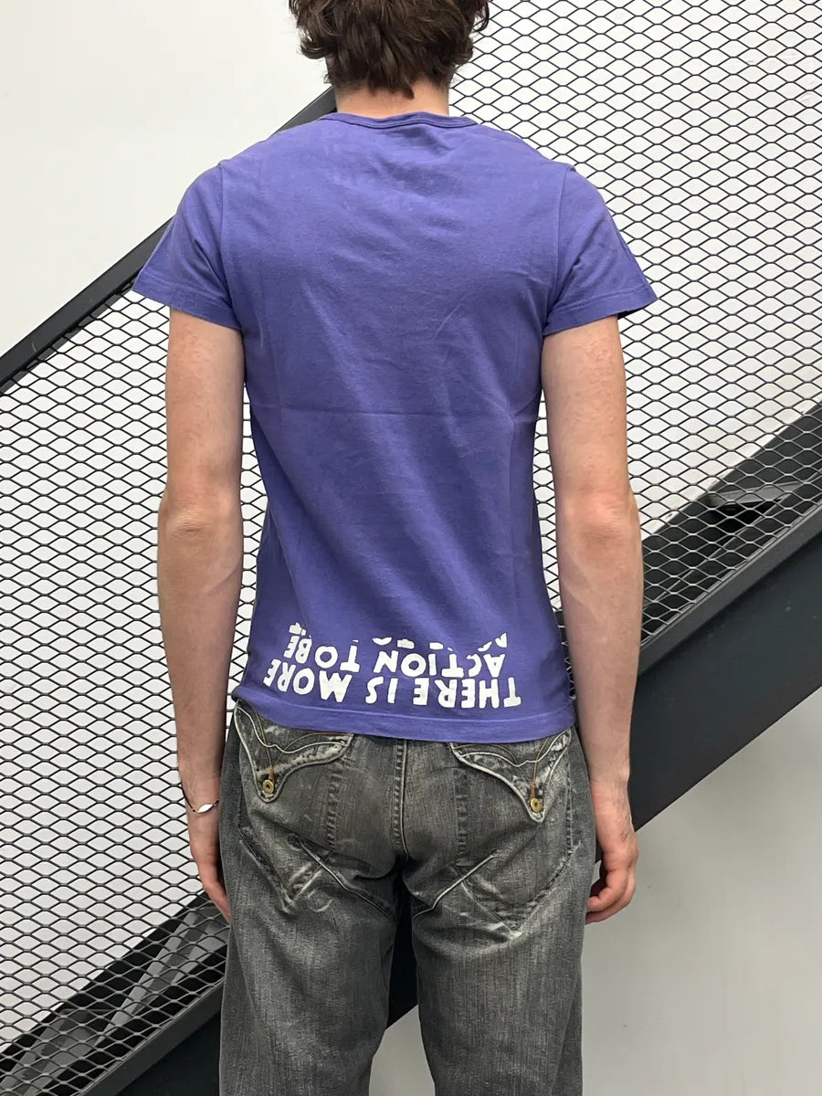 AW2005 Maison Martin Margiela Purple Poem Typo V-Neck T-Shirt NtIyFYDS 2