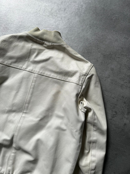 SS2003 Prada White Leather Bomber Jacket  (XS) - 4