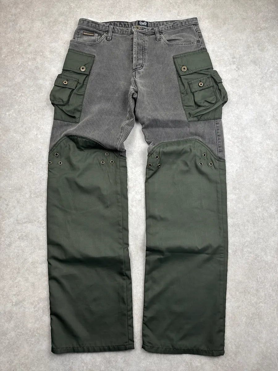 AW2003 Dolce & Gabbana Hybrid Grey Khaki Aviator Cargo Pants NwghDTOK 0
