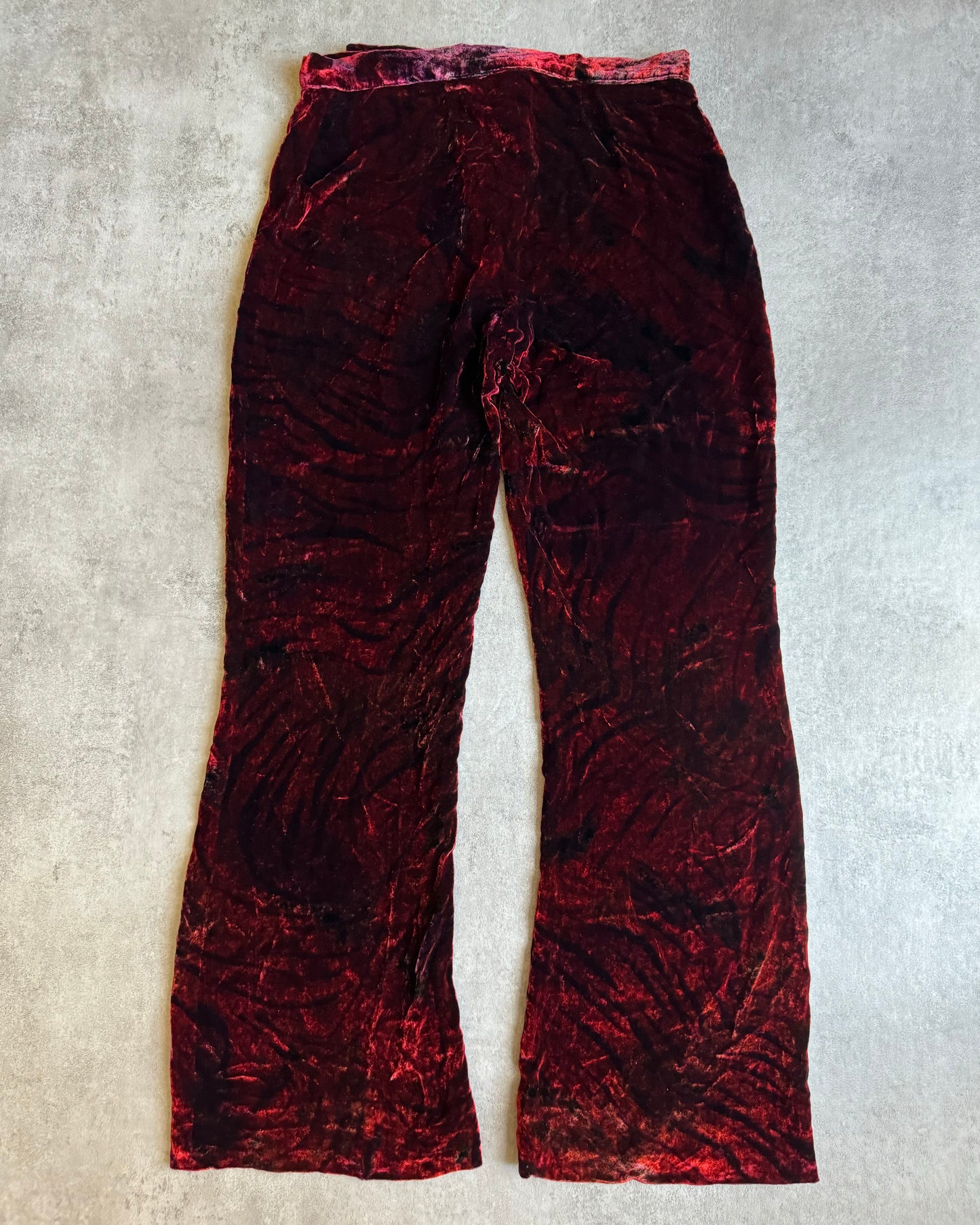 AW1999 Roberto Cavalli Obscure Red Devil Velvet Pants (XS) - 2