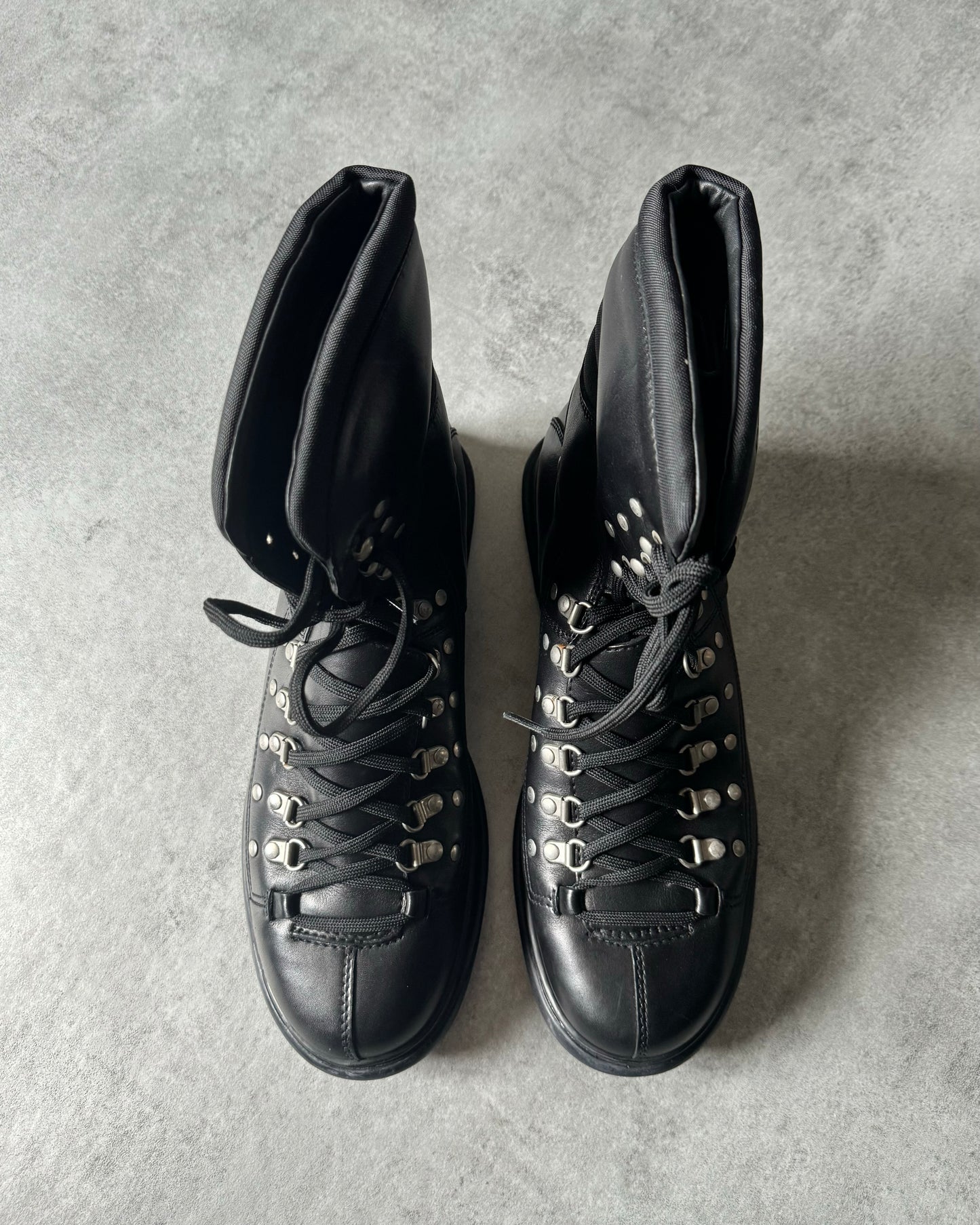 2000s Prada Hiking Black Leather Boots (44) - 2