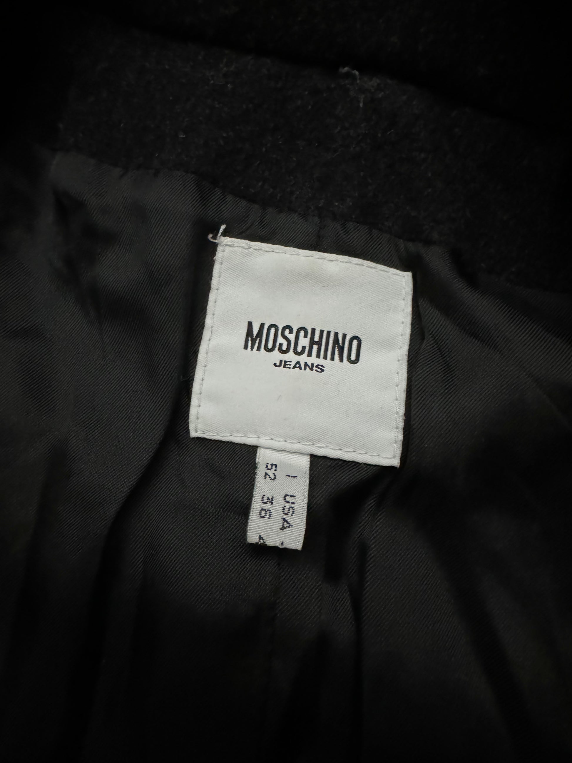 2000s Moschino Imperial Black Utilitarian Wool Trench Coat (M) - 4