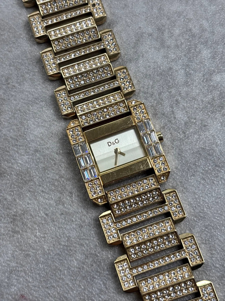 2000s Dolce & Gabbana Gold Stainless Steel Embellished Bracelet Watch NzzxTCdo 5
