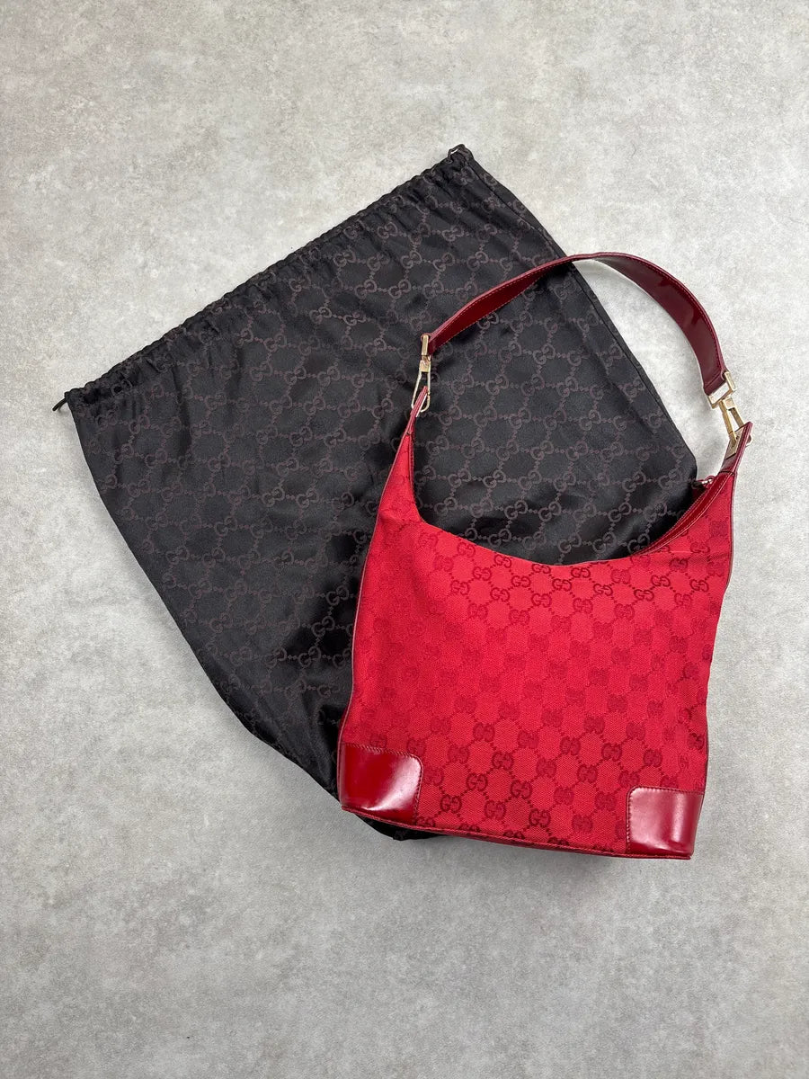 2000s Gucci Red Canvas Hobo GG Monogram Bag OCeBywsk 3