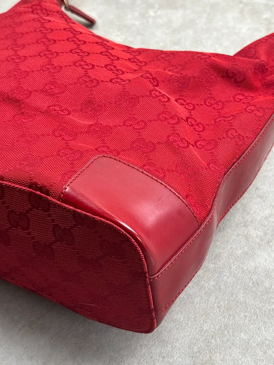 2000s Gucci Red Canvas Hobo GG Monogram Bag OCeBywsk 11