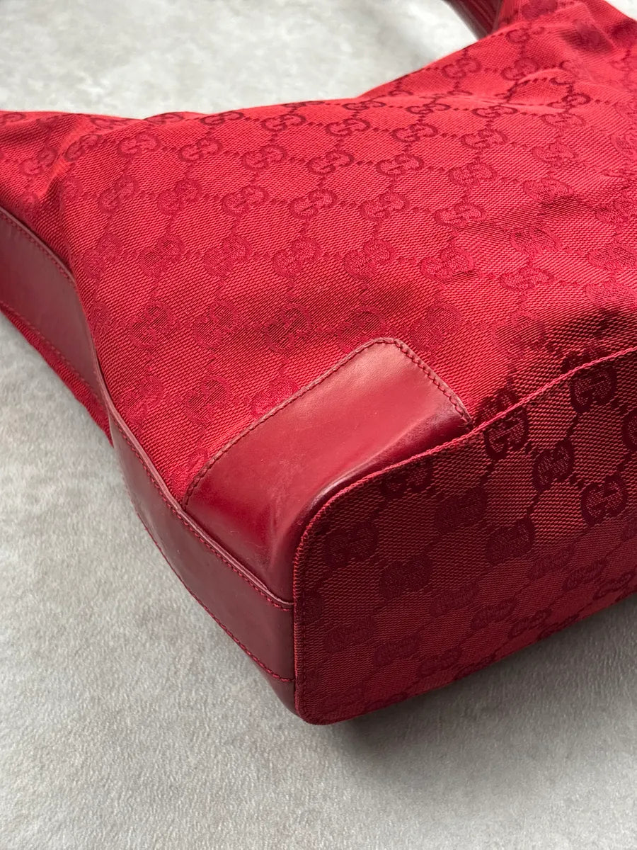 2000s Gucci Red Canvas Hobo GG Monogram Bag OCeBywsk 12