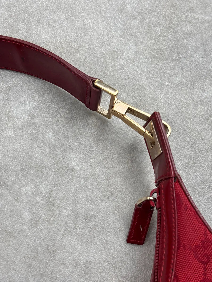 2000s Gucci Red Canvas Hobo GG Monogram Bag OCeBywsk 6