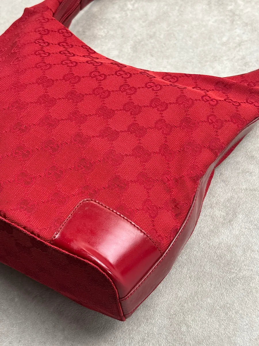 2000s Gucci Red Canvas Hobo GG Monogram Bag OCeBywsk 9
