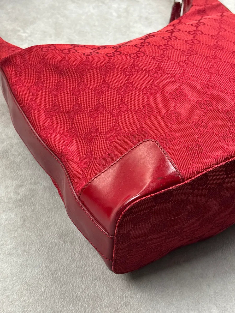 2000s Gucci Red Canvas Hobo GG Monogram Bag OCeBywsk 10