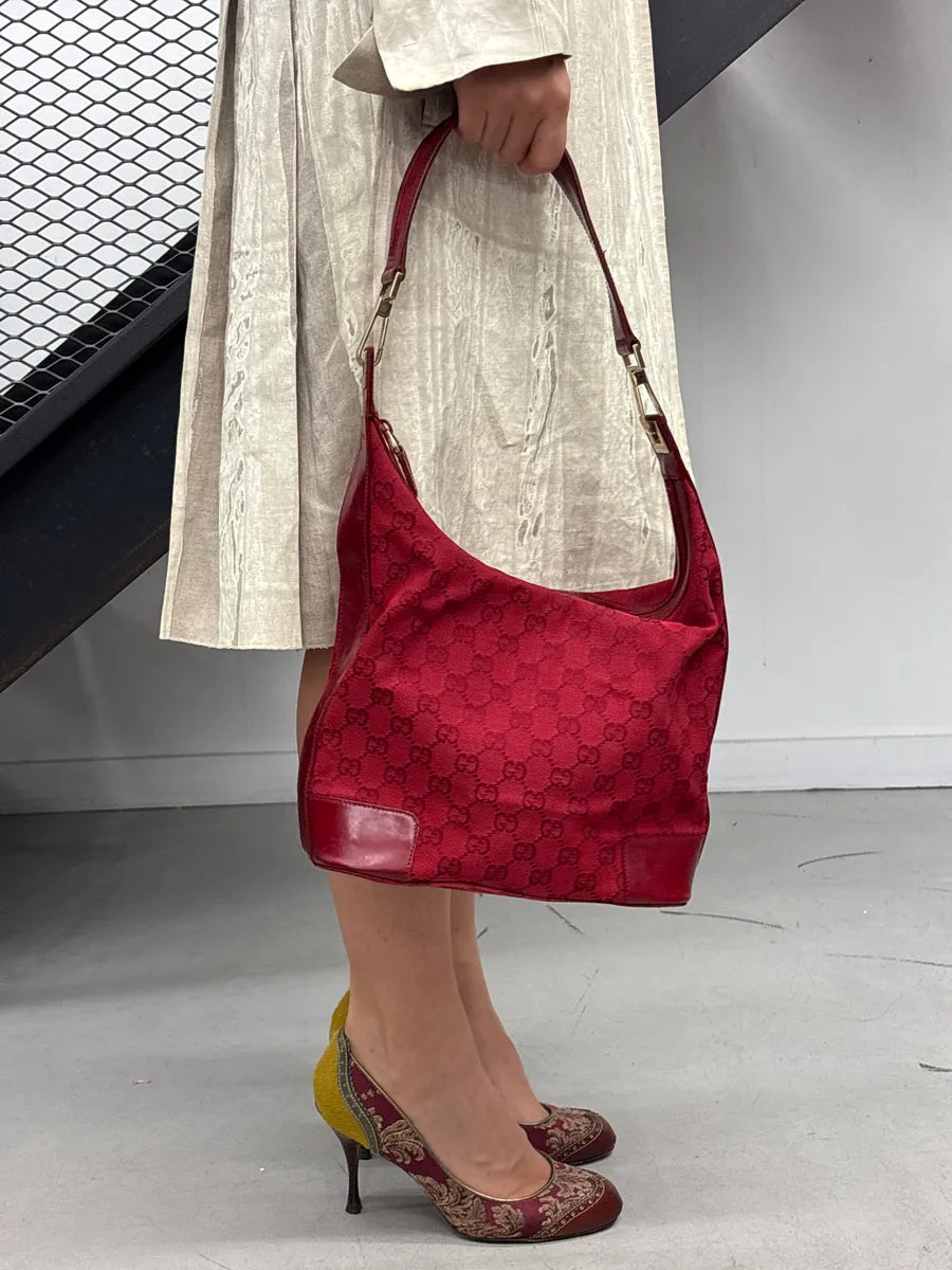 2000s Gucci Red Canvas Hobo GG Monogram Bag OCeBywsk 1