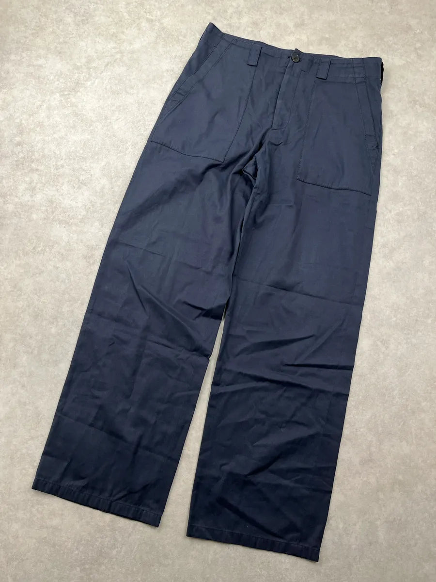 2000s Miu Miu Navy Wide Leg Patch Pocket Pants ODpWHWgH 8