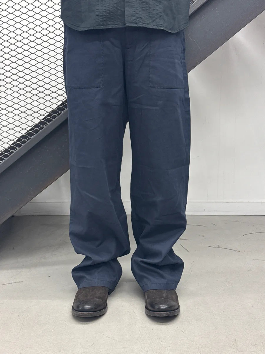 2000s Miu Miu Navy Wide Leg Patch Pocket Pants ODpWHWgH 0