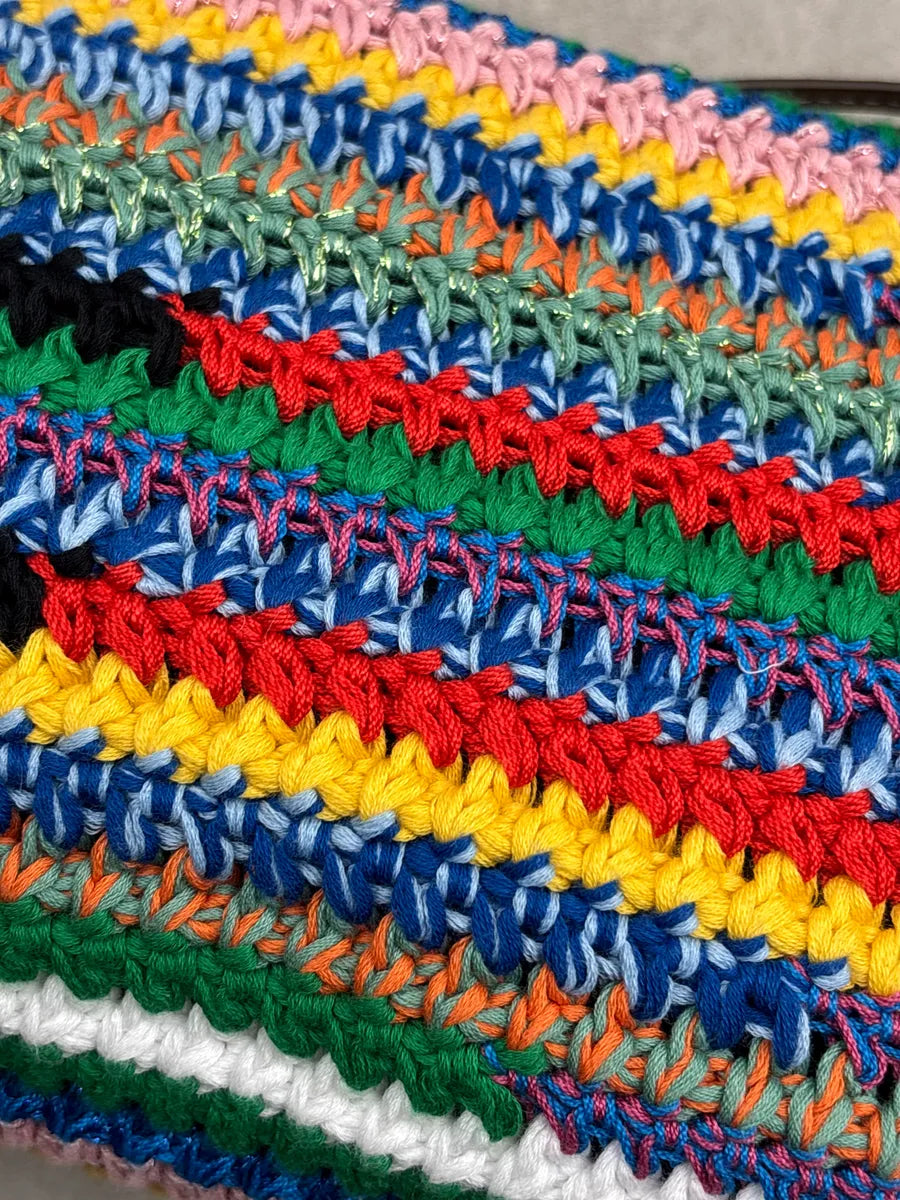 2023 MiuMiu Multicolor Crochet L'Ete Stripe Shoulder Bag OEgrTWEC 11