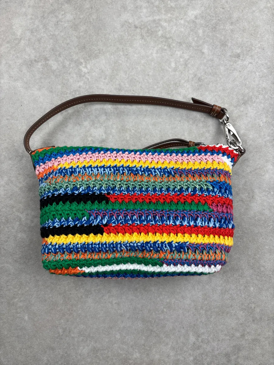 2023 MiuMiu Multicolor Crochet L'Ete Stripe Shoulder Bag OEgrTWEC 4