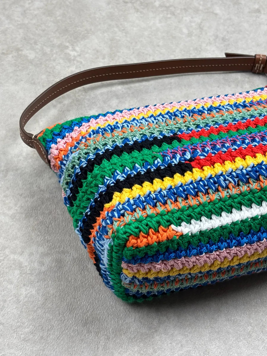 2023 MiuMiu Multicolor Crochet L'Ete Stripe Shoulder Bag OEgrTWEC 10