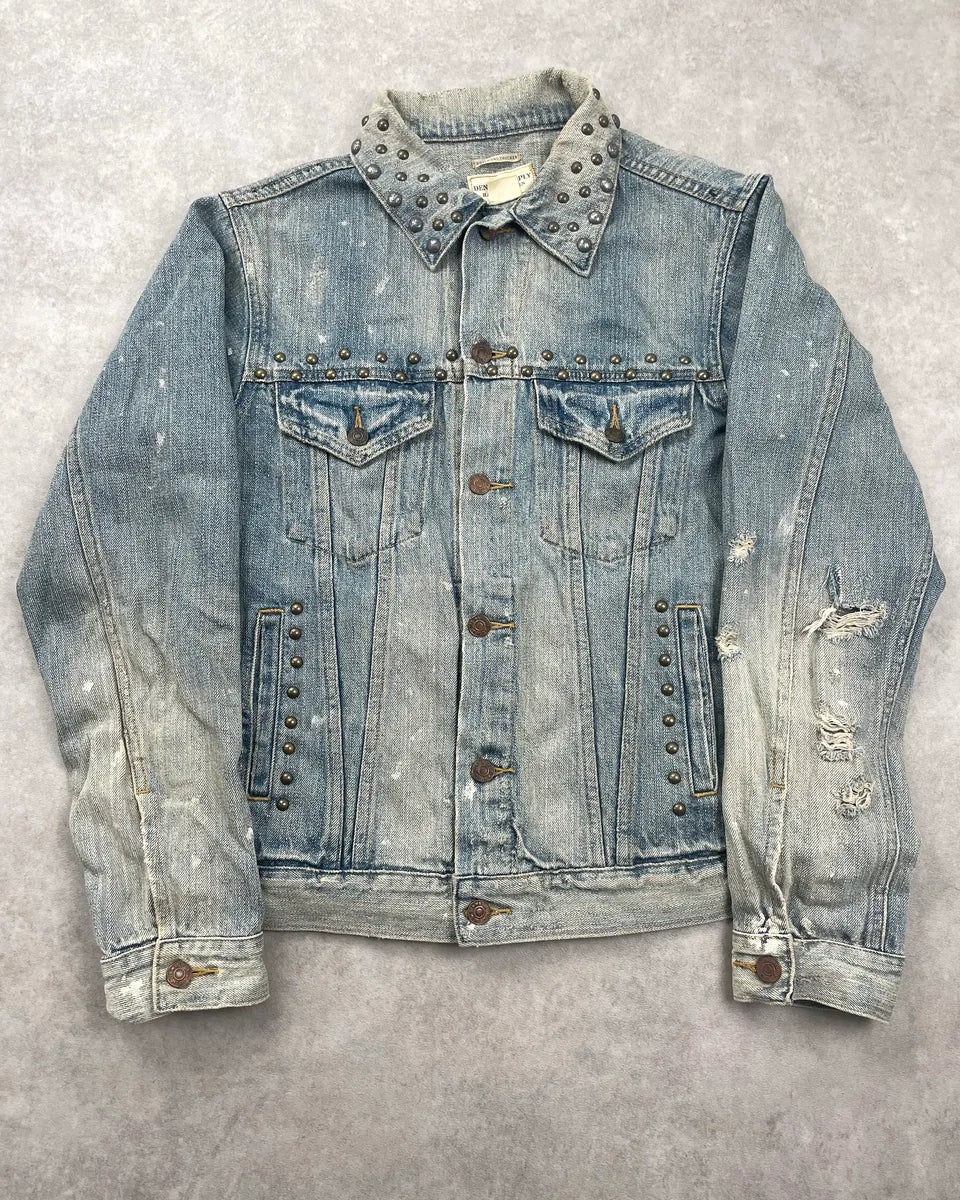 2010s Ralph Lauren Denim & Supply Light Blue Studded Distressed Jacket OITonfln 0