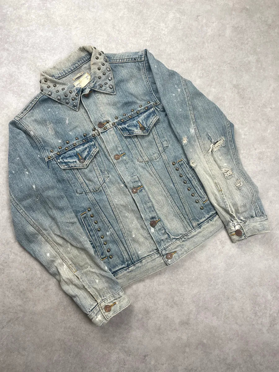 2010s Ralph Lauren Denim & Supply Light Blue Studded Distressed Jacket OITonfln 3