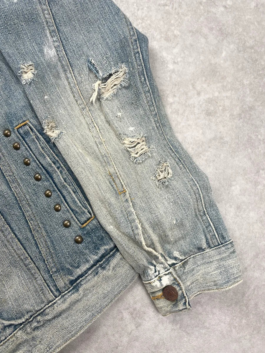 2010s Ralph Lauren Denim & Supply Light Blue Studded Distressed Jacket OITonfln 7