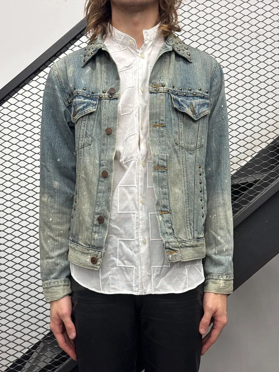 2010s Ralph Lauren Denim & Supply Light Blue Studded Distressed Jacket OITonfln 1
