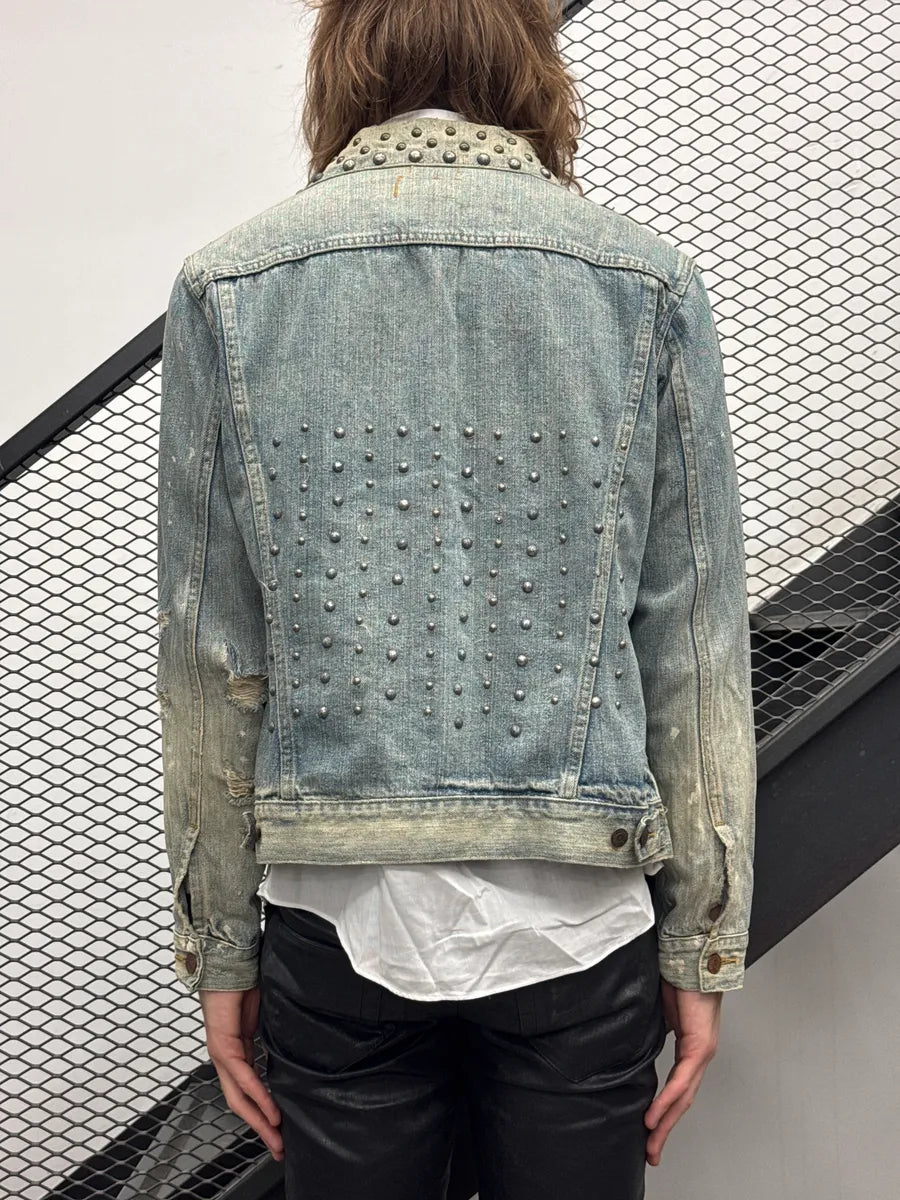 2010s Ralph Lauren Denim & Supply Light Blue Studded Distressed Jacket OITonfln 2