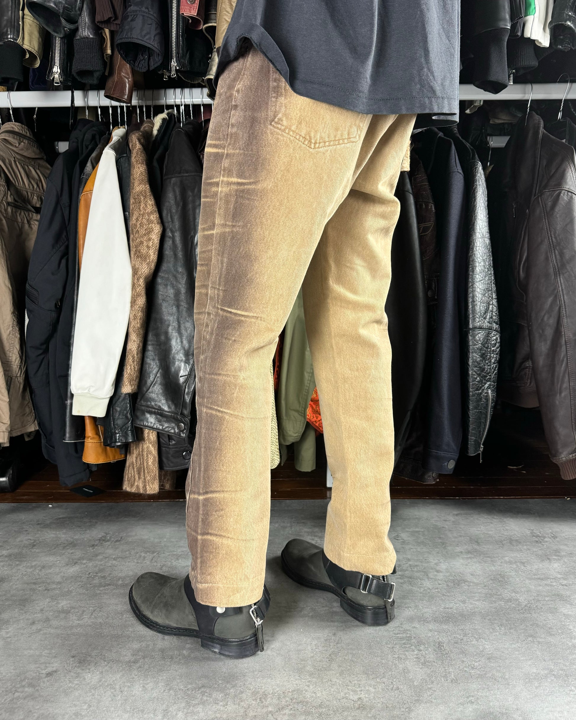 2000s Cavalli Sand Neutral Tern Effect Pants (L) - 3