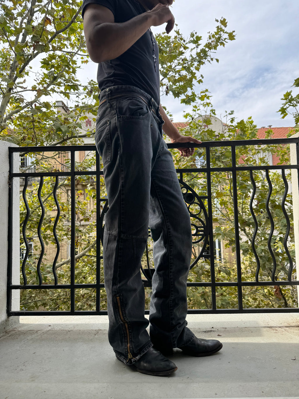 AW2003 Dolce & Gabbana Grey Bootcut Zipped Pants (M) - 6