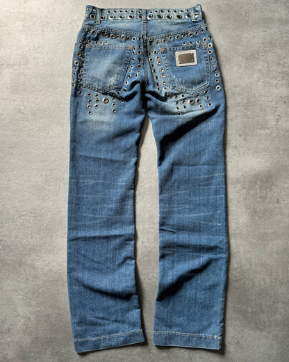 SS2006 Dolce & Gabbana Eyled Punk Holes Jeans (S) - 3