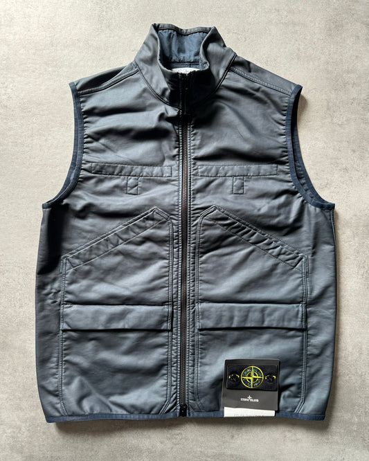 SS2022 Stone Island Diagonale Blue Dyed Sleeveless Jacket (L) - 1