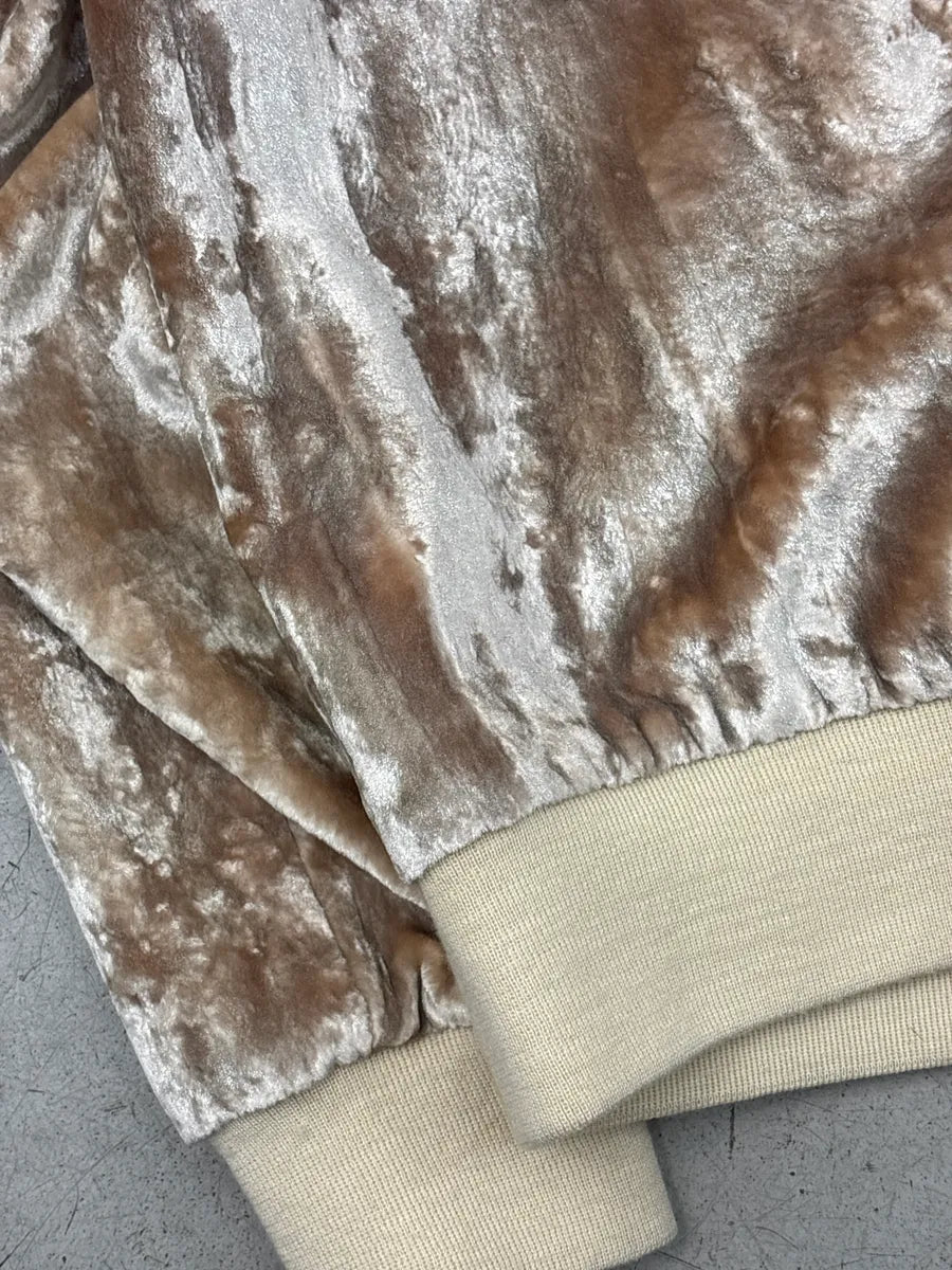 FW2016 Saint Laurent Beige Velvet Crystal Sunray Embellished Bomber Jacket by Hedi Slimane OOGUXYEq 11