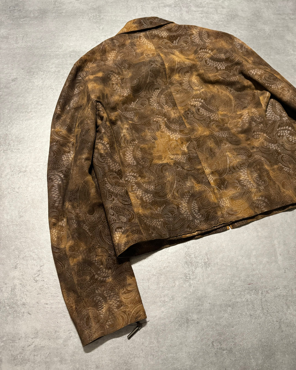 2000s Cavalli Brown Spiritual Dragon Faded Leather Premium Jacket (L) - 7