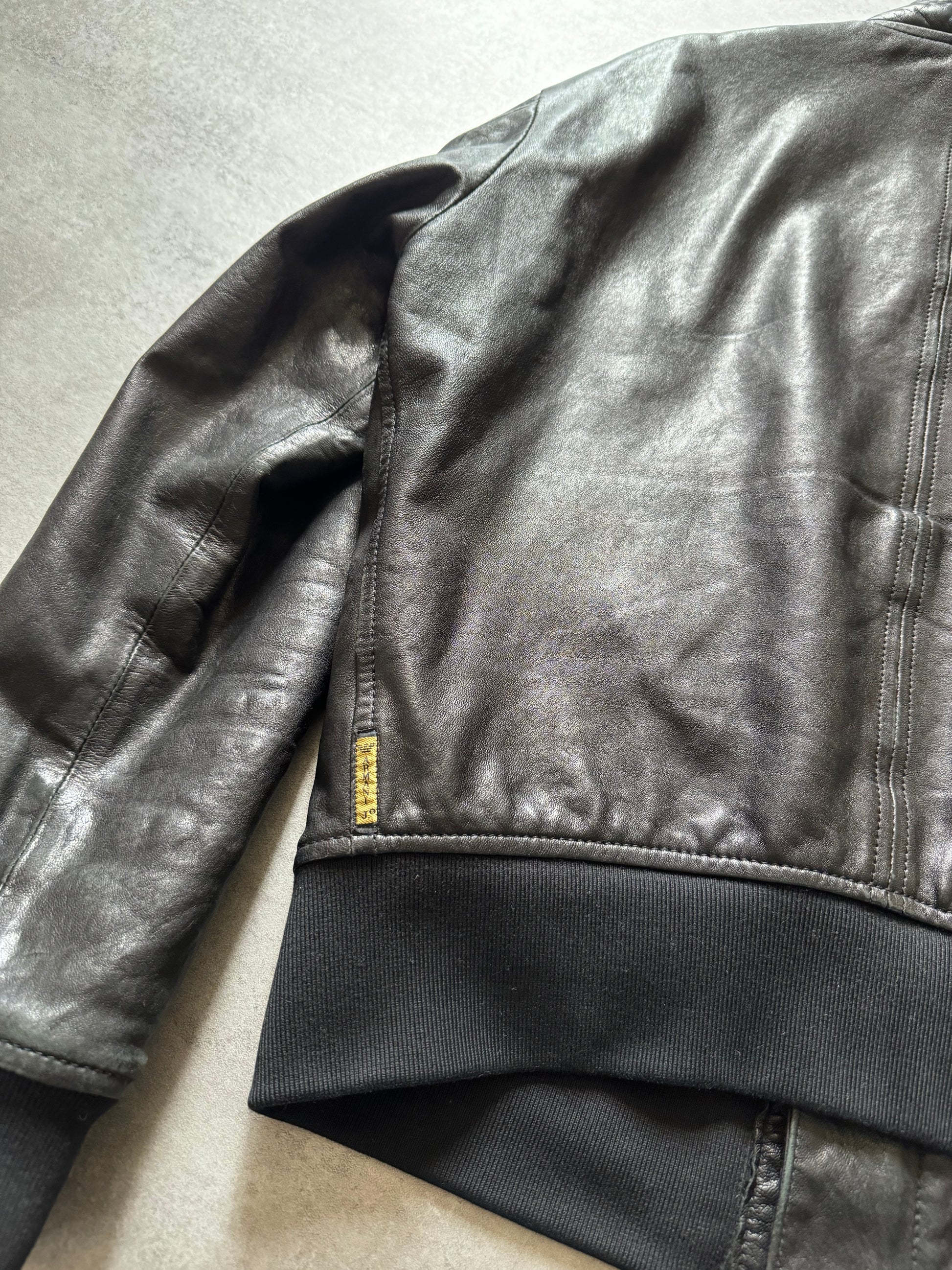 1990s Armani Shawl Bomber Leather Jacket  (L) - 5