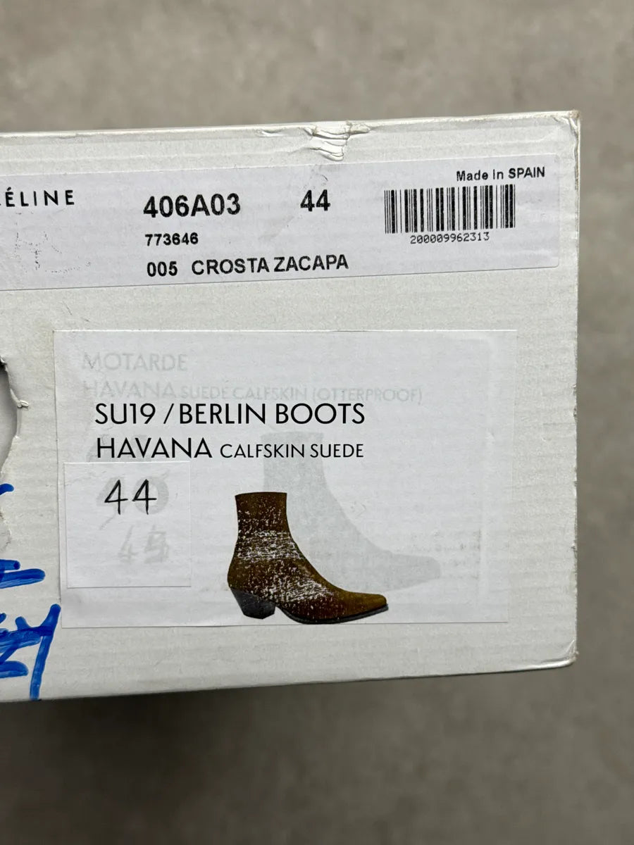 SS2019 Celine Camel Suede Harness Chain Detail Boots ORuQTxow 9