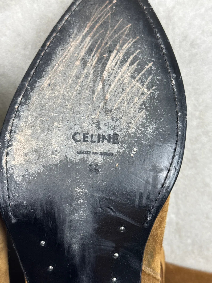 SS2019 Celine Camel Suede Harness Chain Detail Boots ORuQTxow 8