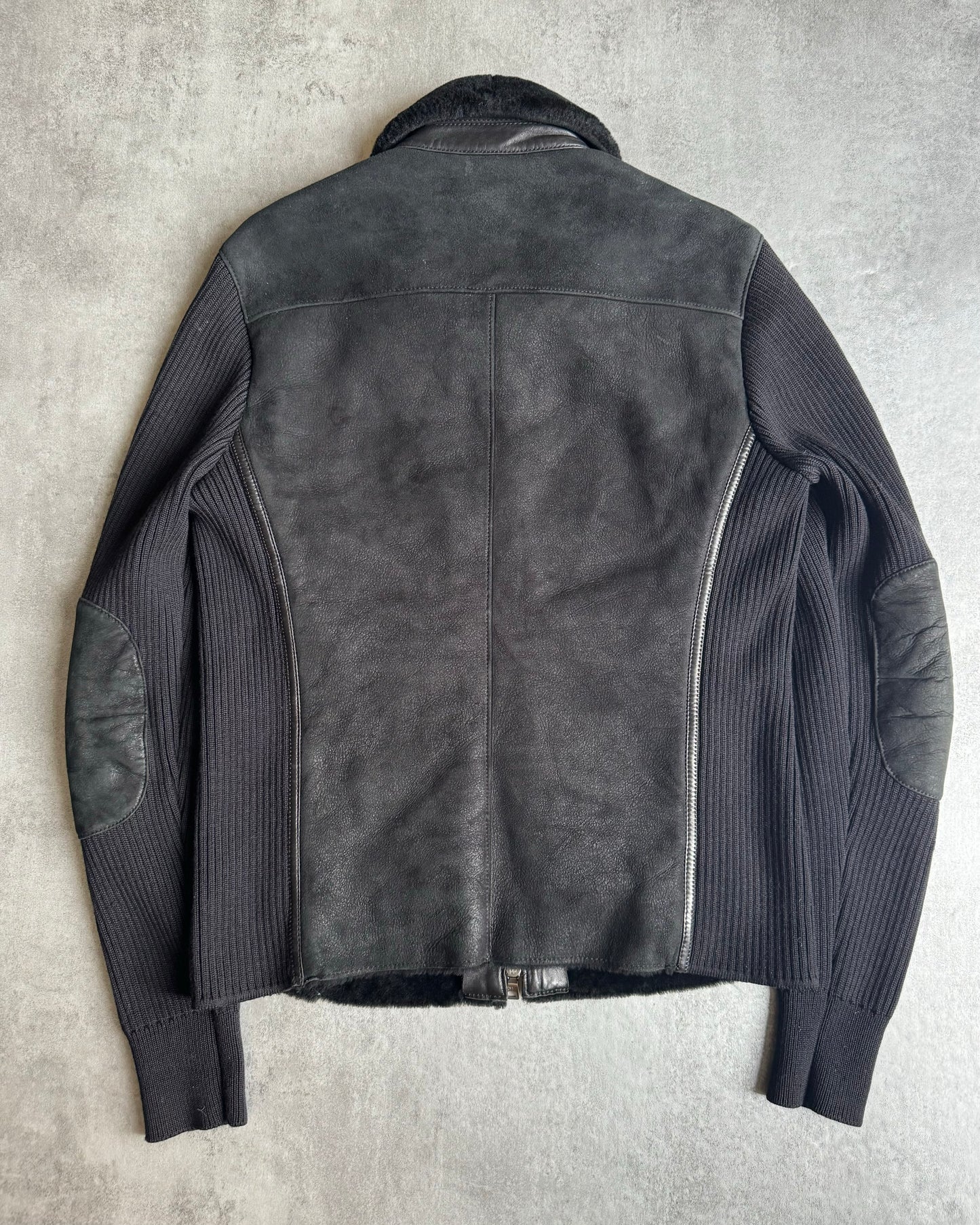 2000s Prada Wool Leather Navy Hybride Jacket (M) - 2