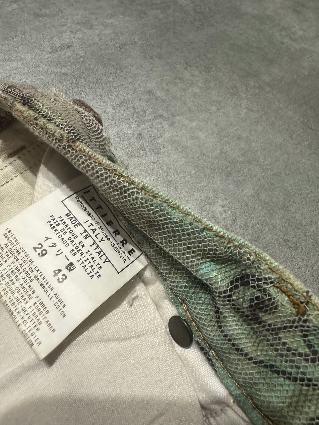 2000s Cavalli Destructured Artistic Floral Blue Pants (S) - 7