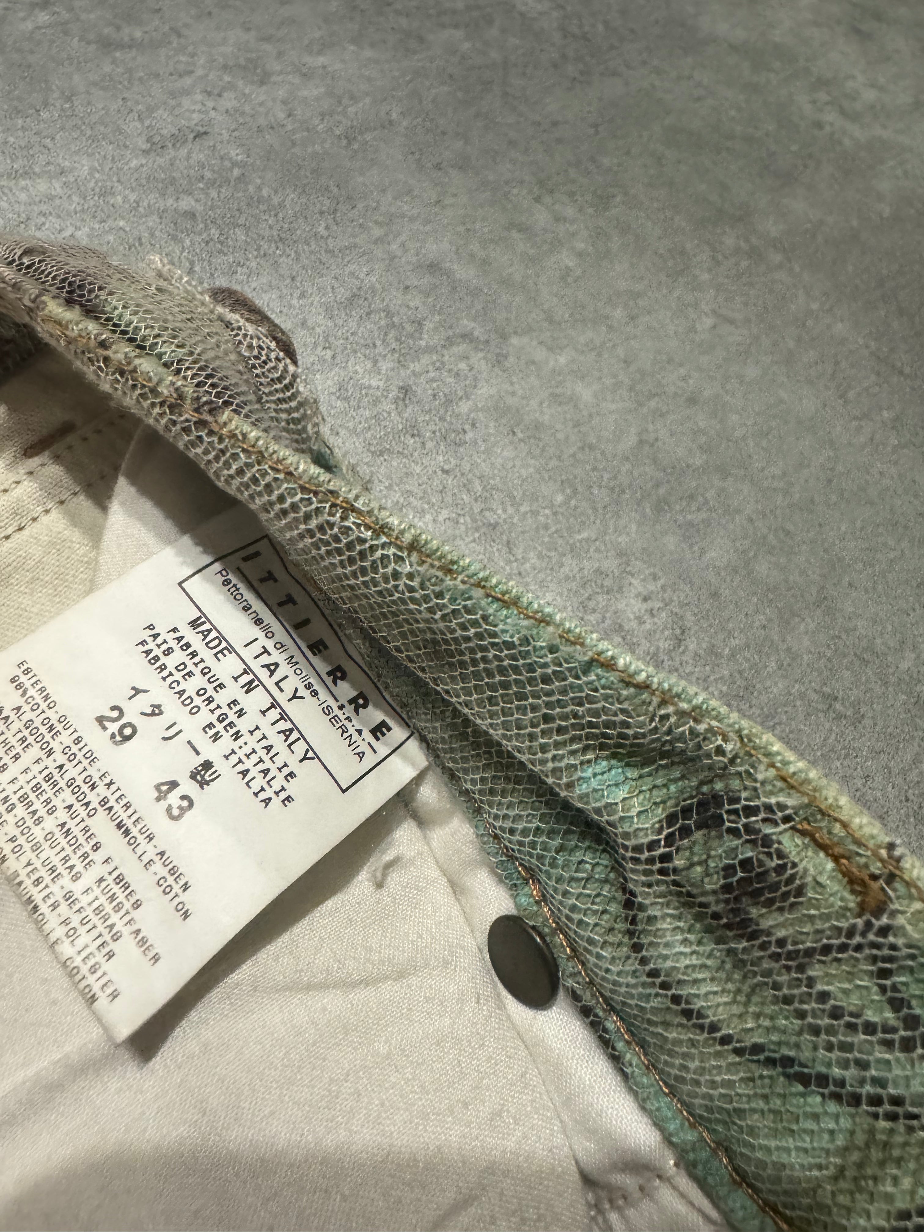 2000s Cavalli Destructured Artistic Floral Blue Pants (S) - 7