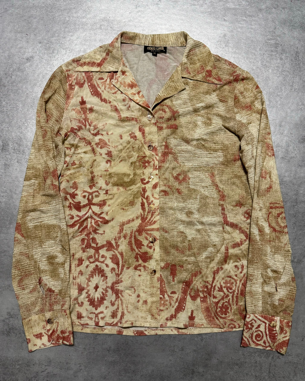 2000s Roberto Cavalli Floral Royal Edgy Mozaic Shirt (XS) - 7