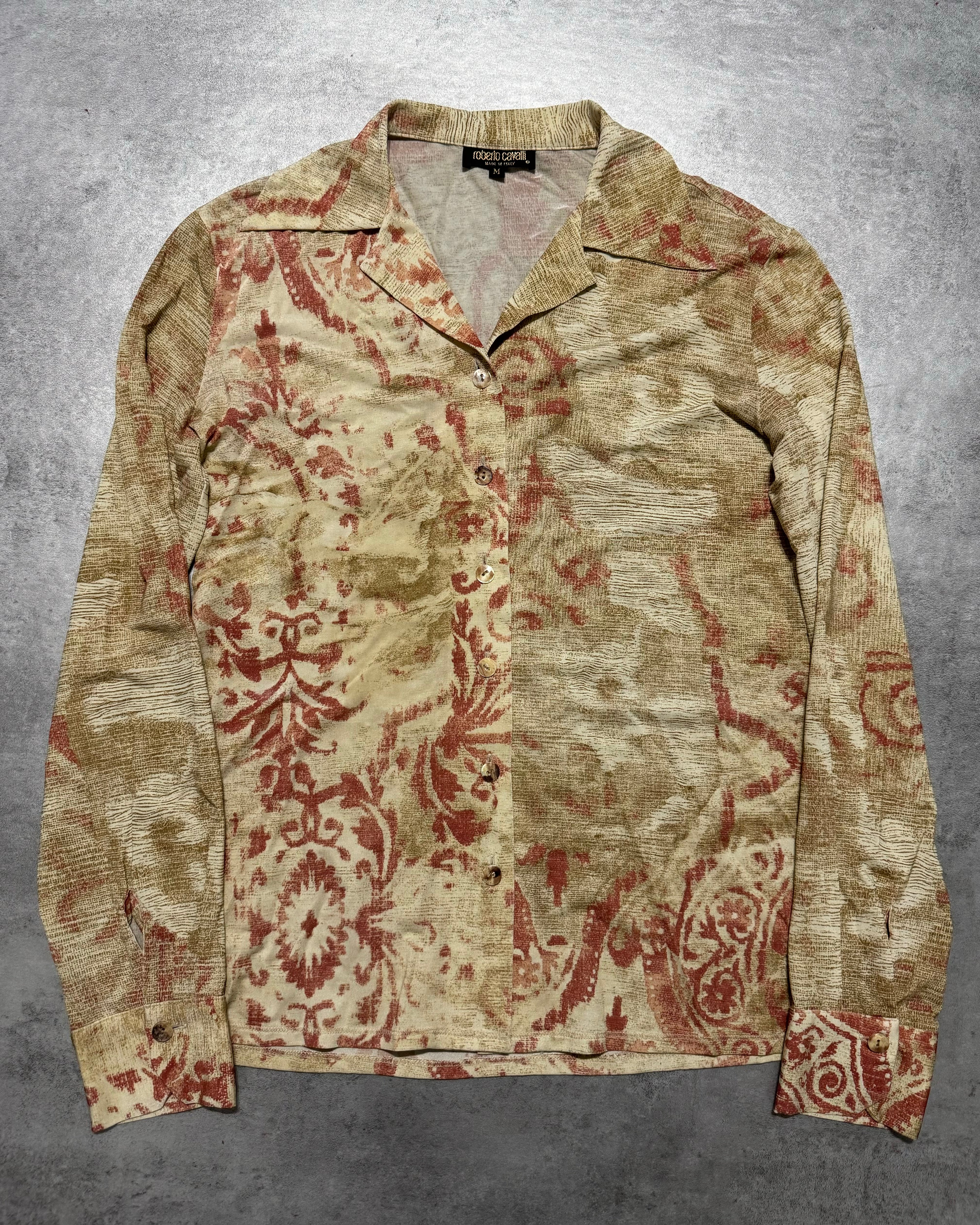 2000s Roberto Cavalli Floral Royal Edgy Mozaic Shirt (XS) - 7