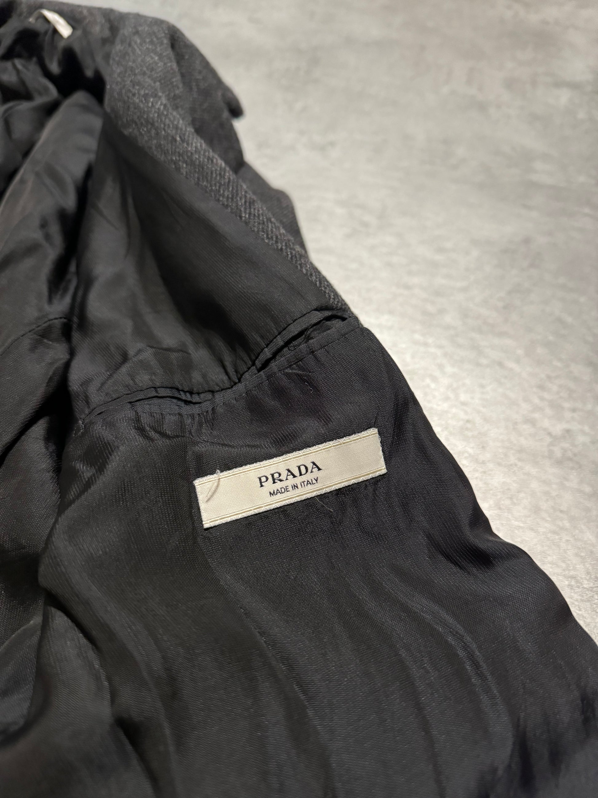 FW1998 Prada Italian Grey Wool Imperial Trench Coat  (L/XL) - 9