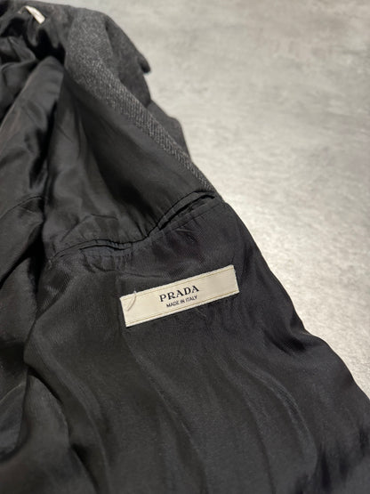 FW1998 Prada Italian Grey Wool Imperial Trench Coat  (L/XL) - 9