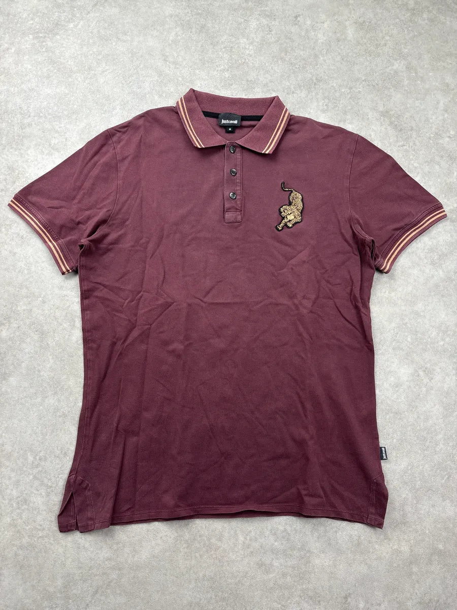 AW2017 Cavalli Burgundy Leopard Embroidered Polo OYtcKsQb 0